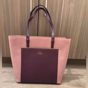 Kate Spade Grand Street Colorblock Sadie Tote in Dusty Peony/Mulberry